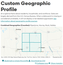 Screenshot showing top portion of a custom geographic profile