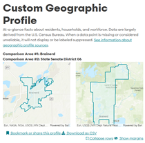 Screen shot showing the custom geographic profile
