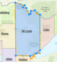 Screen shot of St. Louis County drawn without the city of Duluth