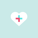 Vector image of a heart with a plus sign in the middle