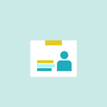 Vector image of a slide with a person and block text