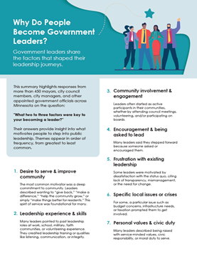 Visual of first page of our publication: Why do people become government leaders?
