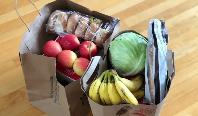 Photo of two bags of groceries