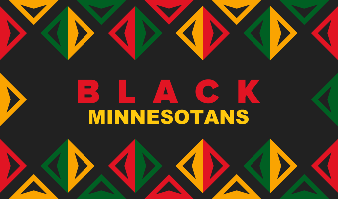 Black Minnesotans on textile pattern background