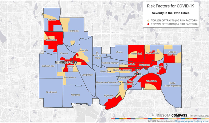 Map of Twin Cities neighborhoods most at risk for COVID-19