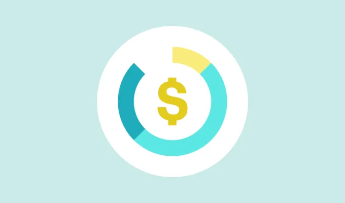Vector image of a circle with a dollar sign in the middle