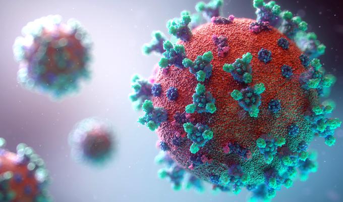 close-up of COVID-19 virus