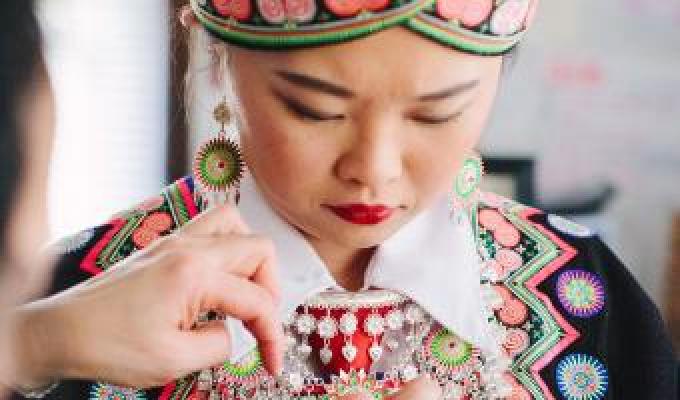 Woman in Hmong dress