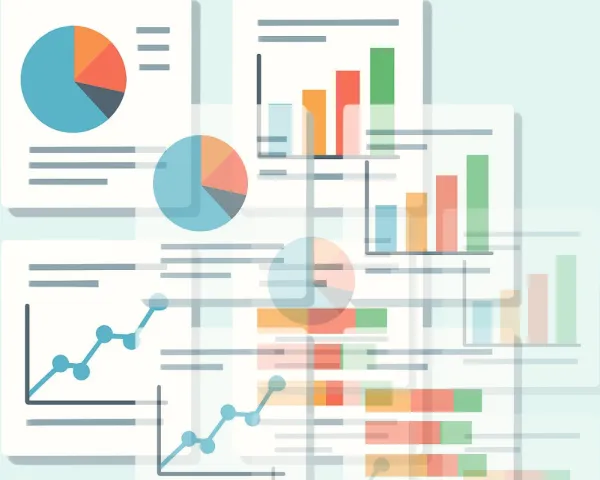 Illustration shows an image of four data charts that gradually disappear