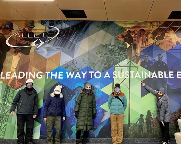 Allete mural that says Leading the way to a sustainable energy future