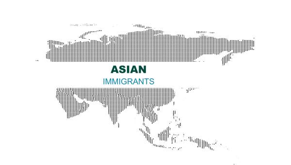 Image of continent of Asia with "Asian immigrants" superimposed on it