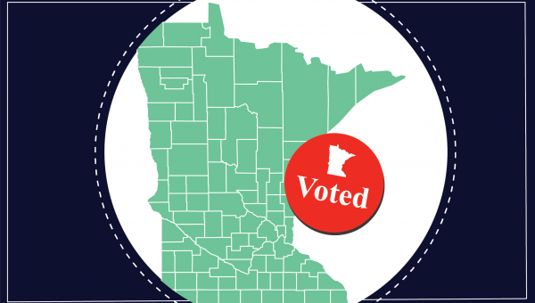 Minnesota map with I voted sticker